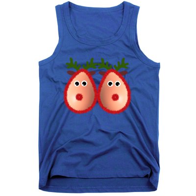 Funny Reindeer Boobs Ugly Christmas Sweater Deer Naughty Funny Gift Tank Top