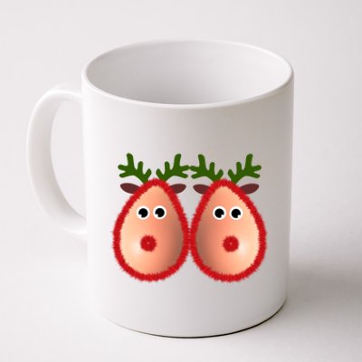 Funny Reindeer Boobs Ugly Christmas Sweater Deer Naughty Funny Gift Coffee Mug