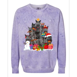 Funny Russian Blue Christmas Tree Pet Cat Lover Xmas Meaningful Gift Colorblast Crewneck Sweatshirt