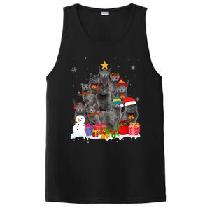 Funny Russian Blue Christmas Tree Pet Cat Lover Xmas Meaningful Gift PosiCharge Competitor Tank