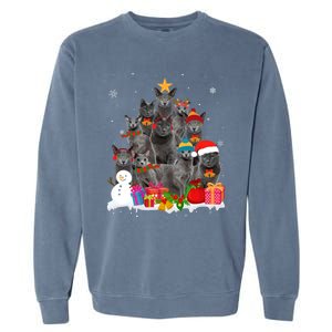 Funny Russian Blue Christmas Tree Pet Cat Lover Xmas Meaningful Gift Garment-Dyed Sweatshirt