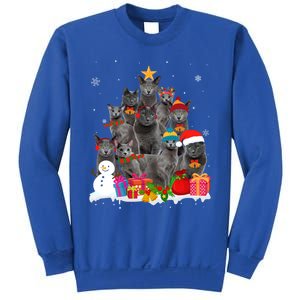 Funny Russian Blue Christmas Tree Pet Cat Lover Xmas Meaningful Gift Sweatshirt