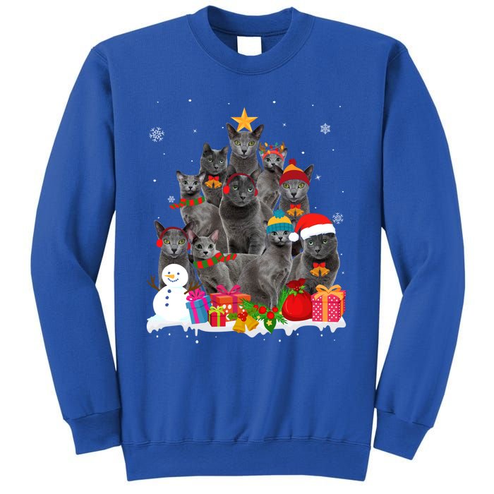 Funny Russian Blue Christmas Tree Pet Cat Lover Xmas Meaningful Gift Sweatshirt