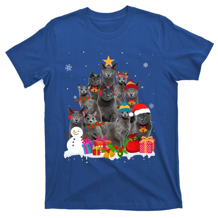 Funny Russian Blue Christmas Tree Pet Cat Lover Xmas Meaningful Gift T-Shirt