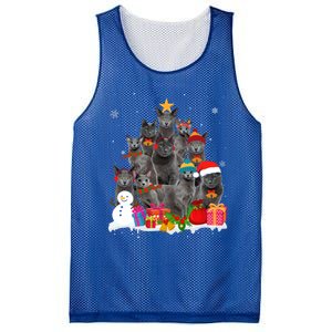 Funny Russian Blue Christmas Tree Pet Cat Lover Xmas Meaningful Gift Mesh Reversible Basketball Jersey Tank