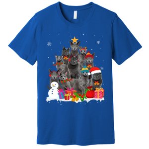 Funny Russian Blue Christmas Tree Pet Cat Lover Xmas Meaningful Gift Premium T-Shirt