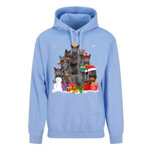 Funny Russian Blue Christmas Tree Pet Cat Lover Xmas Meaningful Gift Unisex Surf Hoodie