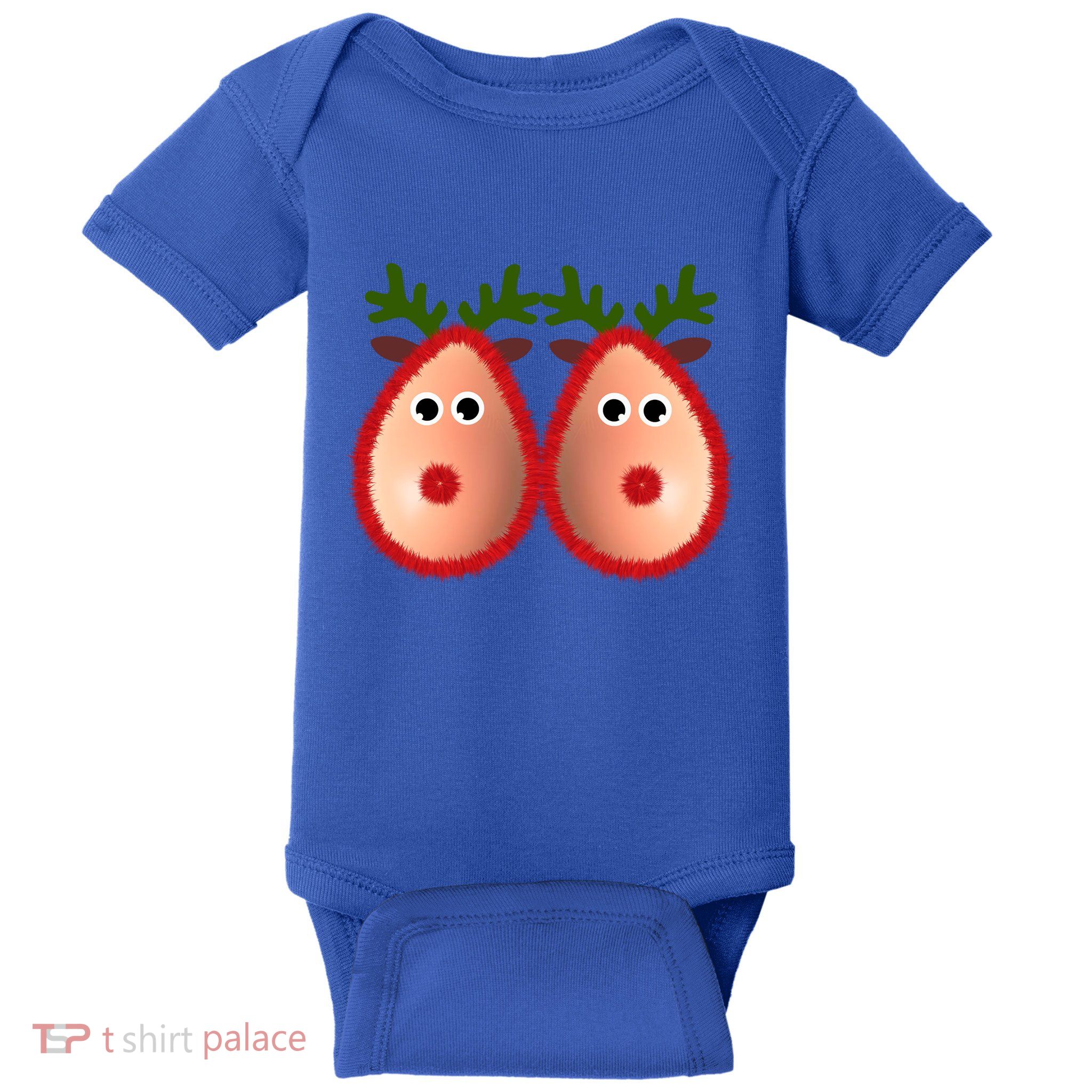 Funny Reindeer Boobs Ugly Christmas Sweater Deer Naughty Gift Baby Bodysuit