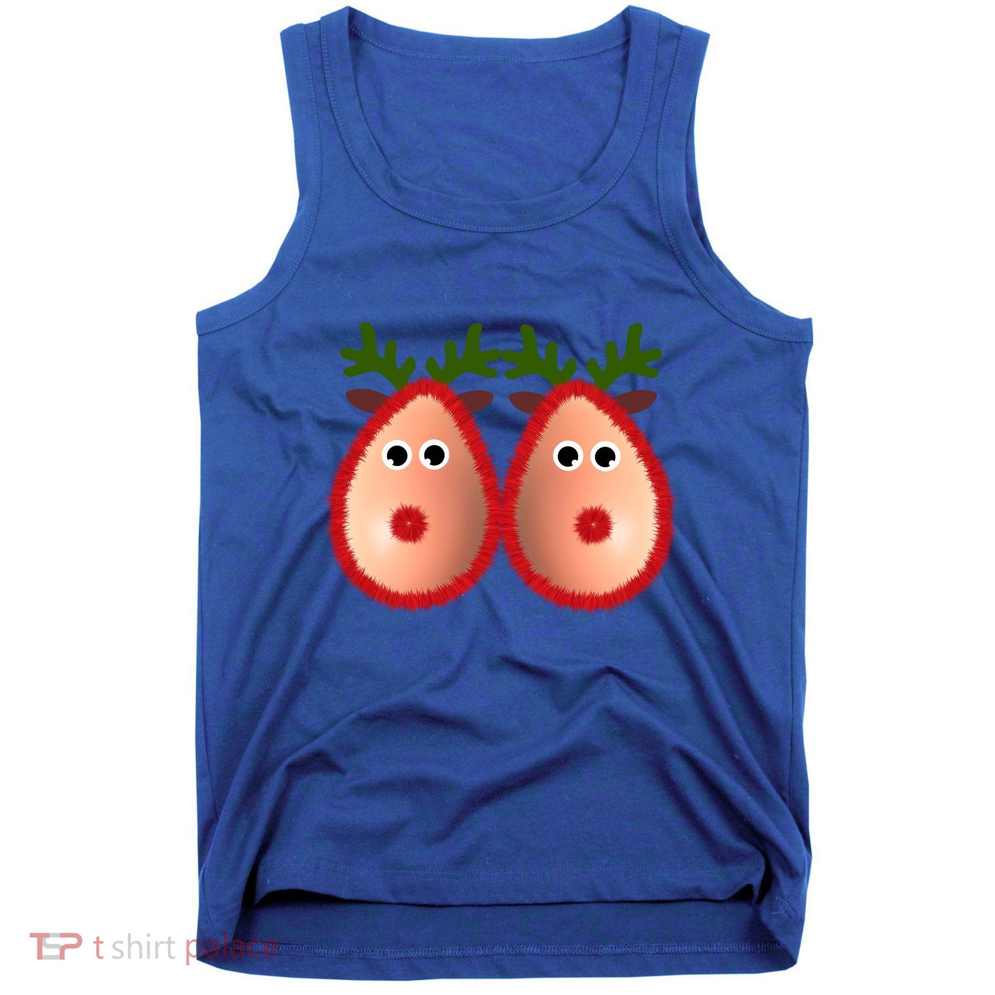 Funny Reindeer Boobs Ugly Christmas Sweater Deer Naughty Gift Tank Top