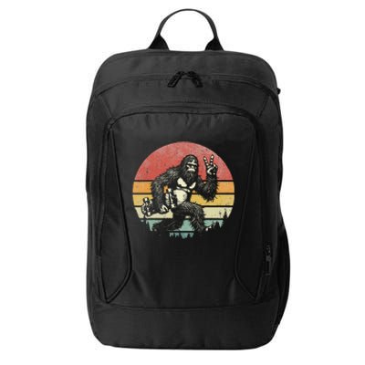 Funny Retro Bigfoot Skater Vintage Sasquatch Skateboarding City Backpack