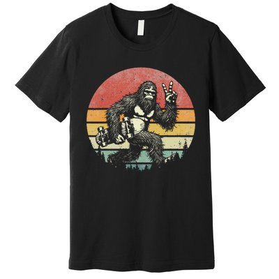 Funny Retro Bigfoot Skater Vintage Sasquatch Skateboarding Premium T-Shirt