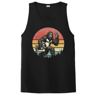 Funny Retro Bigfoot Skater Vintage Sasquatch Skateboarding PosiCharge Competitor Tank