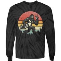 Funny Retro Bigfoot Skater Vintage Sasquatch Skateboarding Tie-Dye Long Sleeve Shirt