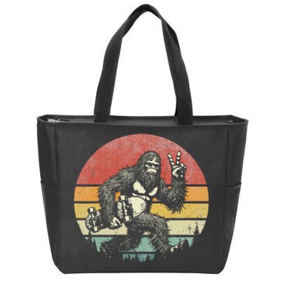 Funny Retro Bigfoot Skater Vintage Sasquatch Skateboarding Zip Tote Bag