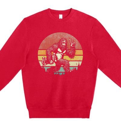 Funny Retro Bigfoot Skater Vintage Sasquatch Skateboarding Premium Crewneck Sweatshirt