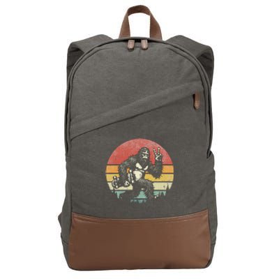 Funny Retro Bigfoot Skater Vintage Sasquatch Skateboarding Cotton Canvas Backpack