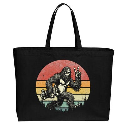 Funny Retro Bigfoot Skater Vintage Sasquatch Skateboarding Cotton Canvas Jumbo Tote