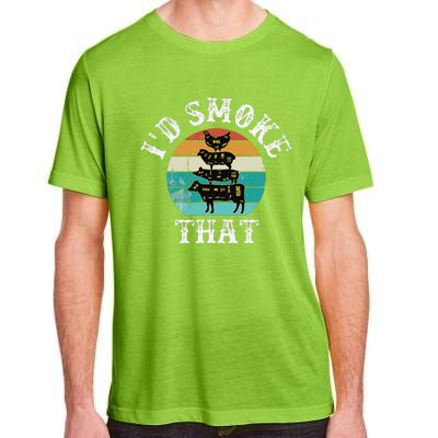 Funny Retro Bbq Party Smoker Chef Dad Gift ID Smoke That Adult ChromaSoft Performance T-Shirt