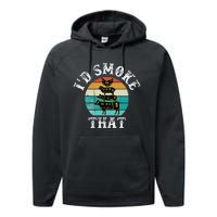 Funny Retro Bbq Party Smoker Chef Dad Gift ID Smoke That Performance Fleece Hoodie