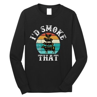 Funny Retro Bbq Party Smoker Chef Dad Gift ID Smoke That Long Sleeve Shirt