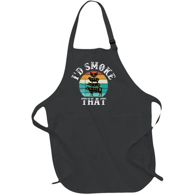 Funny Retro Bbq Party Smoker Chef Dad Gift ID Smoke That Full-Length Apron With Pockets