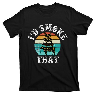 Funny Retro Bbq Party Smoker Chef Dad Gift ID Smoke That T-Shirt