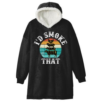 Funny Retro Bbq Party Smoker Chef Dad Gift ID Smoke That Hooded Wearable Blanket