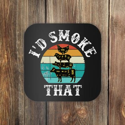 Funny Retro Bbq Party Smoker Chef Dad Gift ID Smoke That Coaster