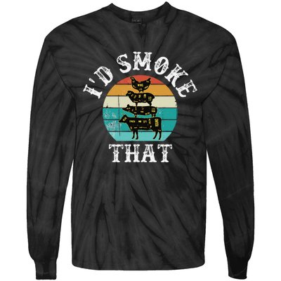 Funny Retro Bbq Party Smoker Chef Dad Gift ID Smoke That Tie-Dye Long Sleeve Shirt