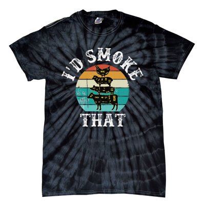 Funny Retro Bbq Party Smoker Chef Dad Gift ID Smoke That Tie-Dye T-Shirt