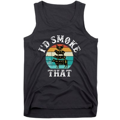 Funny Retro Bbq Party Smoker Chef Dad Gift ID Smoke That Tank Top