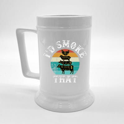 Funny Retro Bbq Party Smoker Chef Dad Gift ID Smoke That Beer Stein