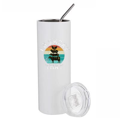 Funny Retro Bbq Party Smoker Chef Dad Gift ID Smoke That Stainless Steel Tumbler