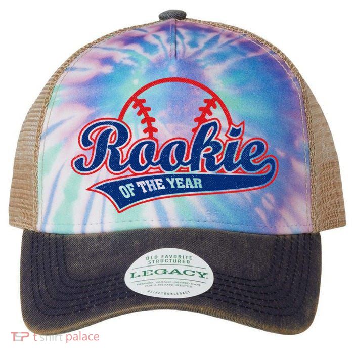 Funny Retro Baseball Rookie of the Year Legacy Tie Dye Trucker Hat
