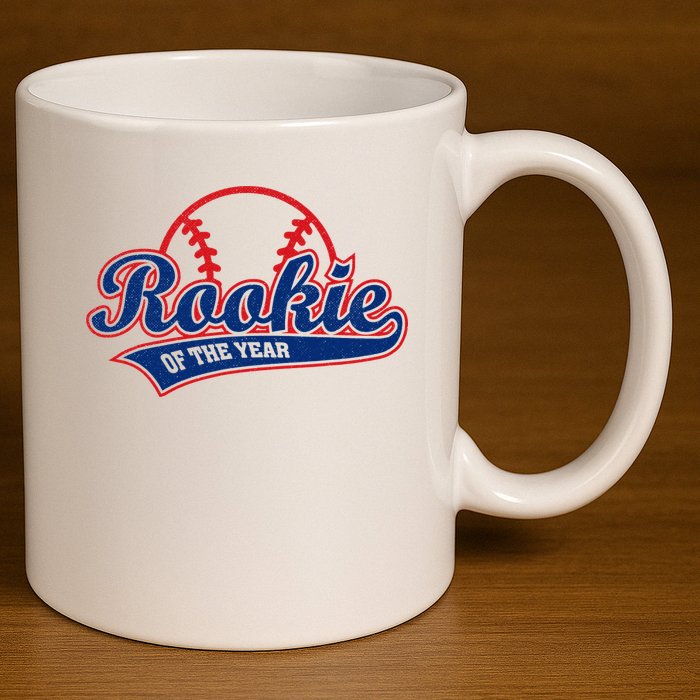 Funny Retro Baseball Rookie of the Year 11oz C Handle Ceramic Mug