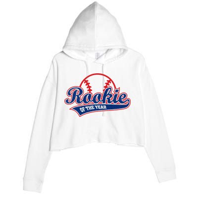 Funny Retro Baseball Rookie of the Year Crop Fleece Hoodie