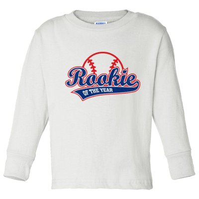 Funny Retro Baseball Rookie of the Year Toddler Long Sleeve Shirt