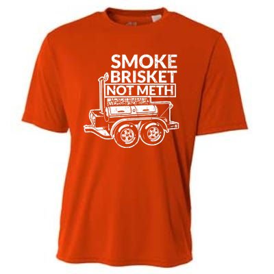 Funny Retro Bbq Smoking Meat Lover Gift Smoke Brisket Not Meth Funny Gift Cooling Performance Crew T-Shirt