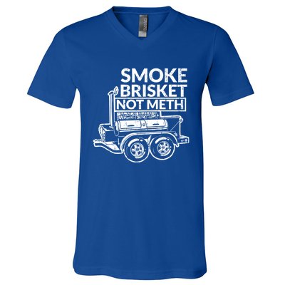 Funny Retro Bbq Smoking Meat Lover Gift Smoke Brisket Not Meth Funny Gift V-Neck T-Shirt