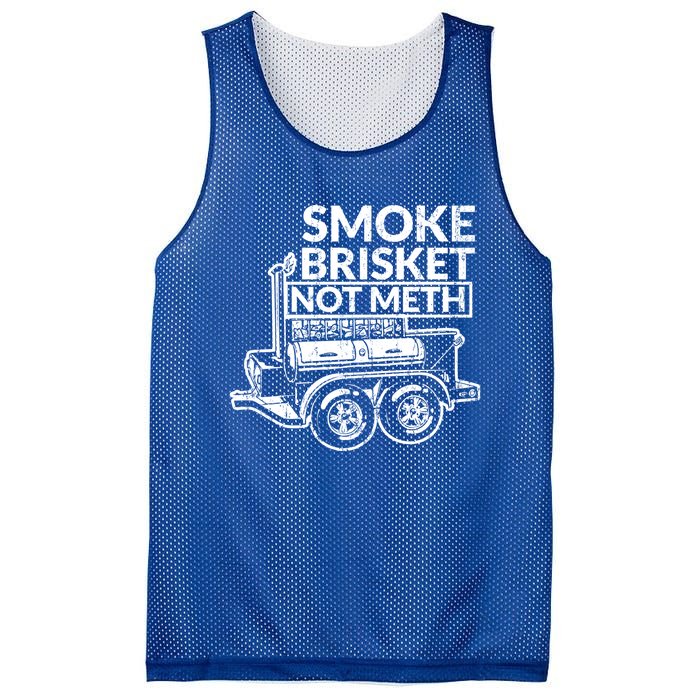 Funny Retro Bbq Smoking Meat Lover Gift Smoke Brisket Not Meth Funny Gift Mesh Reversible Basketball Jersey Tank