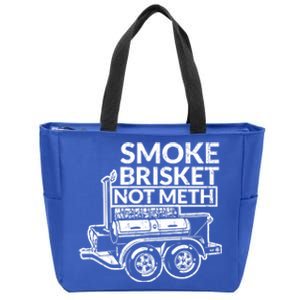 Funny Retro Bbq Smoking Meat Lover Gift Smoke Brisket Not Meth Funny Gift Zip Tote Bag