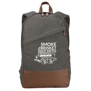 Funny Retro Bbq Smoking Meat Lover Gift Smoke Brisket Not Meth Funny Gift Cotton Canvas Backpack