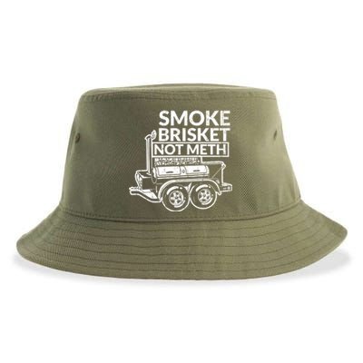 Funny Retro Bbq Smoking Meat Lover Gift Smoke Brisket Not Meth Funny Gift Sustainable Bucket Hat