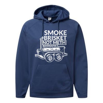 Funny Retro Bbq Smoking Meat Lover Gift Smoke Brisket Not Meth Funny Gift Performance Fleece Hoodie