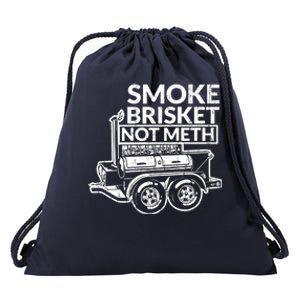 Funny Retro Bbq Smoking Meat Lover Gift Smoke Brisket Not Meth Funny Gift Drawstring Bag