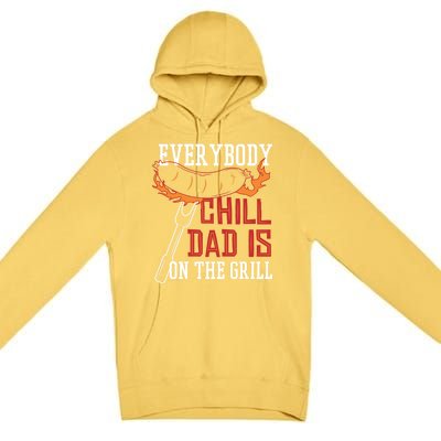 Funny Retro Bbq Party Grill Smoker Chef Dad Everybody Chill Gift Premium Pullover Hoodie