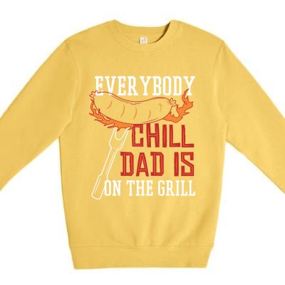 Funny Retro Bbq Party Grill Smoker Chef Dad Everybody Chill Gift Premium Crewneck Sweatshirt