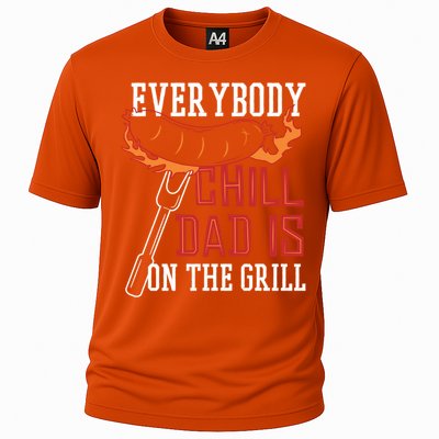 Funny Retro Bbq Party Grill Smoker Chef Dad Everybody Chill Gift Cooling Performance Crew T-Shirt