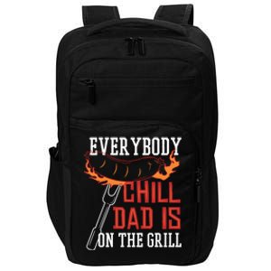 Funny Retro Bbq Party Grill Smoker Chef Dad Everybody Chill Gift Impact Tech Backpack