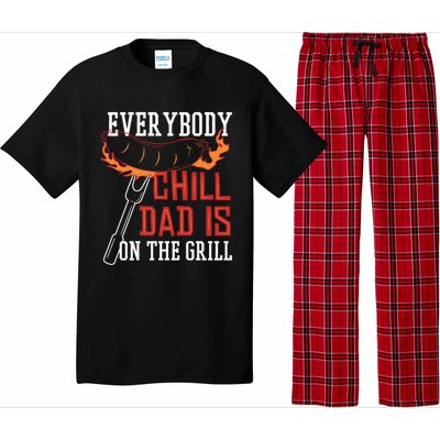 Funny Retro Bbq Party Grill Smoker Chef Dad Everybody Chill Gift Pajama Set